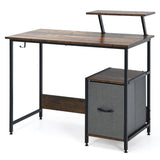NNECW Computer Desk with Reversible Storage Drawer & Shelf