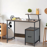 NNECW Computer Desk with Reversible Storage Drawer & Shelf