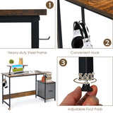 NNECW Computer Desk with Reversible Storage Drawer & Shelf
