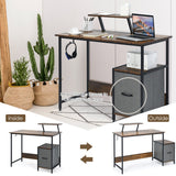 NNECW Computer Desk with Reversible Storage Drawer & Shelf