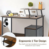 NNECW Computer Desk with Reversible Storage Drawer & Shelf