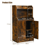NNECW 2-Tier Bookshelf with 2 Doors & Adjustable Shelf