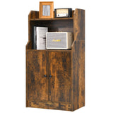 NNECW 2-Tier Bookshelf with 2 Doors & Adjustable Shelf
