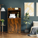 NNECW 2-Tier Bookshelf with 2 Doors & Adjustable Shelf