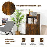 NNECW 2-Tier Bookshelf with 2 Doors & Adjustable Shelf