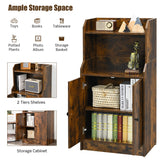 NNECW 2-Tier Bookshelf with 2 Doors & Adjustable Shelf
