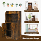 NNECW 2-Tier Bookshelf with 2 Doors & Adjustable Shelf