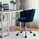 NNECW Velvet Petal Shell Office Chair with Wheels for Bedroom-Blue