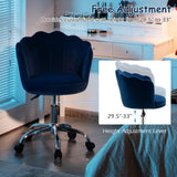 NNECW Velvet Petal Shell Office Chair with Wheels for Bedroom-Blue