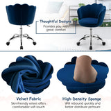 NNECW Velvet Petal Shell Office Chair with Wheels for Bedroom-Blue