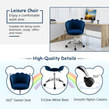 NNECW Velvet Petal Shell Office Chair with Wheels for Bedroom-Blue