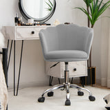 NNECW Velvet Petal Shell Office Chair with Wheels for Bedroom