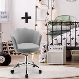 NNECW Velvet Petal Shell Office Chair with Wheels for Bedroom
