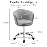 NNECW Velvet Petal Shell Office Chair with Wheels for Bedroom