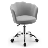 NNECW Velvet Petal Shell Office Chair with Wheels for Bedroom