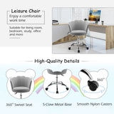 NNECW Velvet Petal Shell Office Chair with Wheels for Bedroom