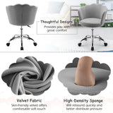 NNECW Velvet Petal Shell Office Chair with Wheels for Bedroom