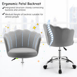 NNECW Velvet Petal Shell Office Chair with Wheels for Bedroom