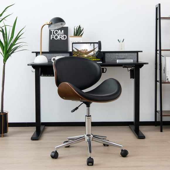 NNECW Modern Computer Chair with Curved Swivel Seat for Home & Office