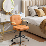 NNECW Swivel PU Leather Home Office Chair with Rocking Backrest