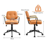 NNECW Swivel PU Leather Home Office Chair with Rocking Backrest