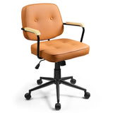 NNECW Swivel PU Leather Home Office Chair with Rocking Backrest