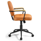 NNECW Swivel PU Leather Home Office Chair with Rocking Backrest