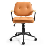 NNECW Swivel PU Leather Home Office Chair with Rocking Backrest