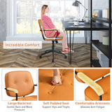 NNECW Swivel PU Leather Home Office Chair with Rocking Backrest