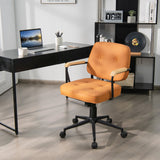 NNECW Swivel PU Leather Home Office Chair with Rocking Backrest