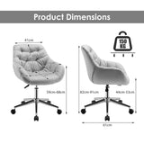 NNECW Velvet Leisure Armchair Adjustable Chair with Rolling Casters for Office-Grey