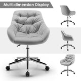 NNECW Velvet Leisure Armchair Adjustable Chair with Rolling Casters for Office-Grey