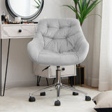 NNECW Velvet Leisure Armchair Adjustable Chair with Rolling Casters for Office-Grey