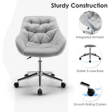 NNECW Velvet Leisure Armchair Adjustable Chair with Rolling Casters for Office-Grey