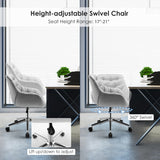 NNECW Velvet Leisure Armchair Adjustable Chair with Rolling Casters for Office-Grey