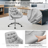NNECW Velvet Leisure Armchair Adjustable Chair with Rolling Casters for Office-Grey