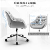 NNECW Velvet Leisure Armchair Adjustable Chair with Rolling Casters for Office-Grey
