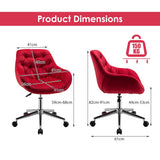 NNECW Velvet Leisure Armchair with Rolling Casters for Bedroom/Vanity/Office