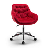 NNECW Velvet Leisure Armchair with Rolling Casters for Bedroom/Vanity/Office