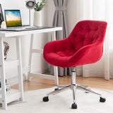 NNECW Velvet Leisure Armchair with Rolling Casters for Bedroom/Vanity/Office