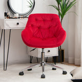 NNECW Velvet Leisure Armchair with Rolling Casters for Bedroom/Vanity/Office