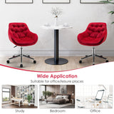 NNECW Velvet Leisure Armchair with Rolling Casters for Bedroom/Vanity/Office