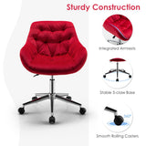NNECW Velvet Leisure Armchair with Rolling Casters for Bedroom/Vanity/Office