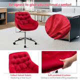 NNECW Velvet Leisure Armchair with Rolling Casters for Bedroom/Vanity/Office