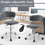 NNECW Faux Fur Low Back Swivel Leisure Chair with Height Adjustable Padded Seat-Grey