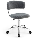 NNECW Faux Fur Low Back Swivel Leisure Chair with Height Adjustable Padded Seat-Grey