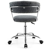 NNECW Faux Fur Low Back Swivel Leisure Chair with Height Adjustable Padded Seat-Grey