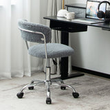 NNECW Faux Fur Low Back Swivel Leisure Chair with Height Adjustable Padded Seat-Grey