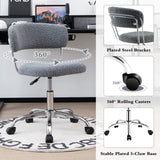 NNECW Faux Fur Low Back Swivel Leisure Chair with Height Adjustable Padded Seat-Grey