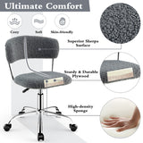 NNECW Faux Fur Low Back Swivel Leisure Chair with Height Adjustable Padded Seat-Grey